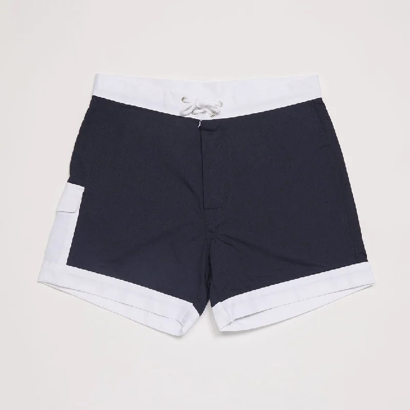 Patterned men's trunks, like camo or dotsHawaiian Holiday Trunks (Navy)