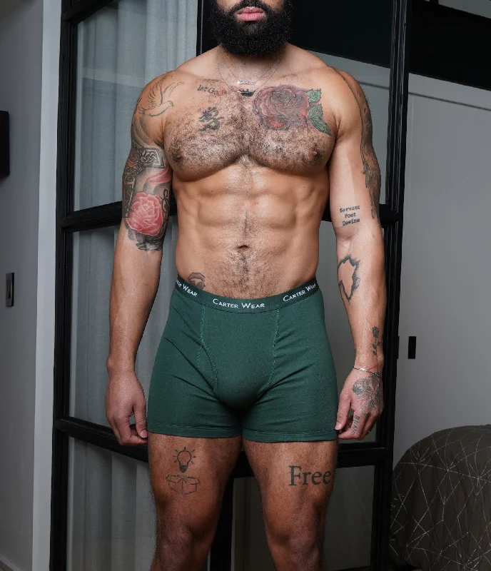 Thermal men's boxer briefs for cold weatherHunter Green Boxer Brief