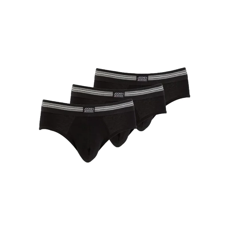 Men's briefs with a quick - dry featureJockey Cotton Stretch Brief 3 Pack - Black