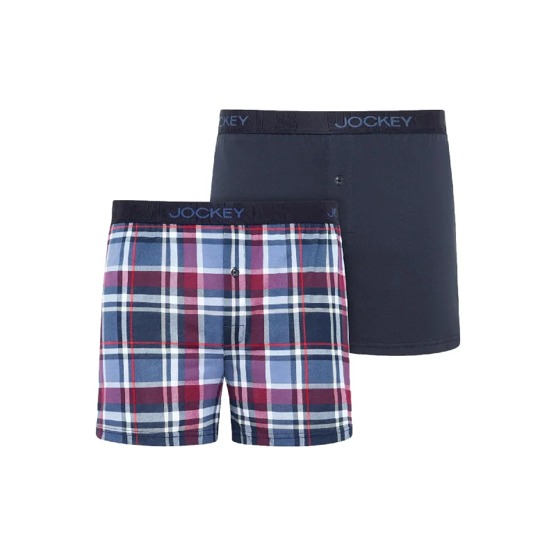Mesh - back men's trunks for ventilationJockey Night and Day Knit Boxer 2 Pack - Blue Check