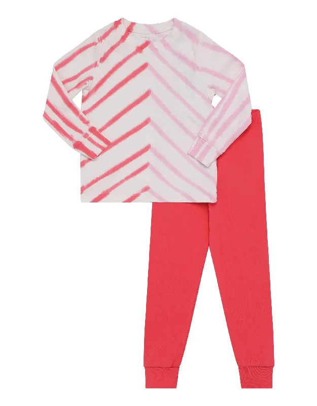 Jacquard - patterned men's robes for a stylish appearanceKids Pima Cotton Chevron Strokes Pajamas Legging Playwear Set Pink