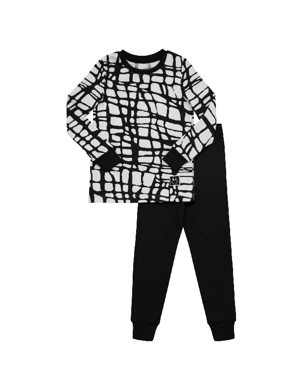 Men's robes made from sustainable materialsKids Pima Cotton Cozy Nest Pajamas Legging Playwear Set Black