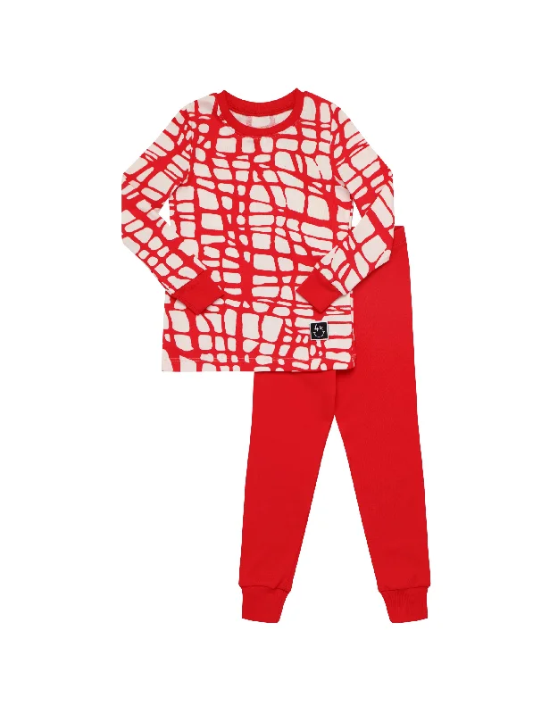 Jacquard - patterned men's robes for a stylish appearanceKids Pima Cotton Cozy Nest Pajamas Legging Playwear Set Red