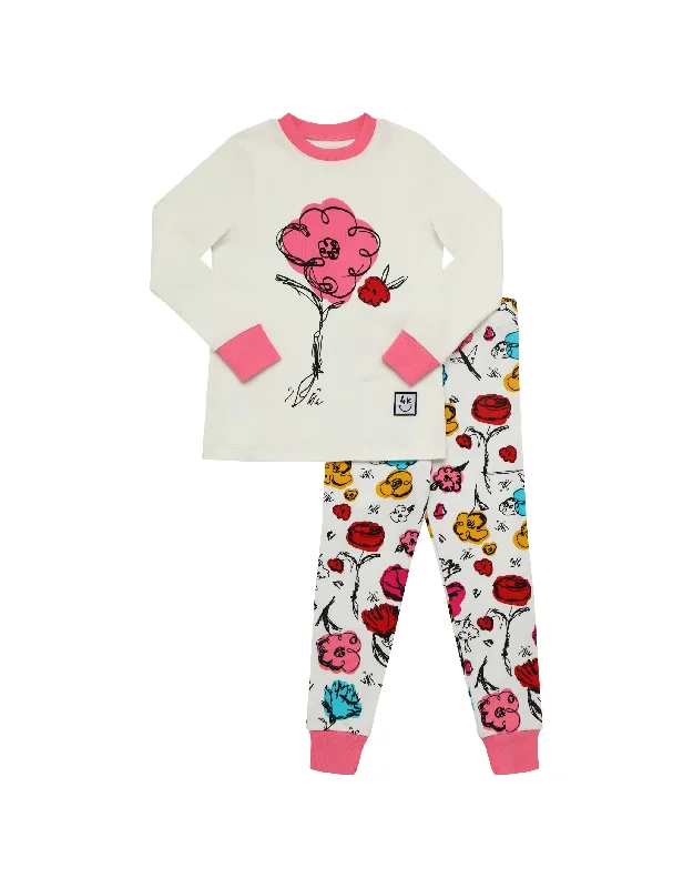 Waffle - weave men's robes for a textured feelKids Pima Cotton Solo Posy Pajamas Legging Playwear Set Pink