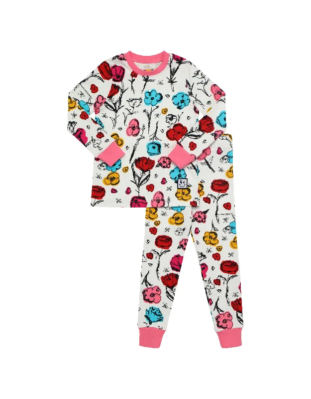 Water - resistant men's robes for post - shower useKids Pima Cotton Power Posy Pajamas Legging Playwear Set Pink
