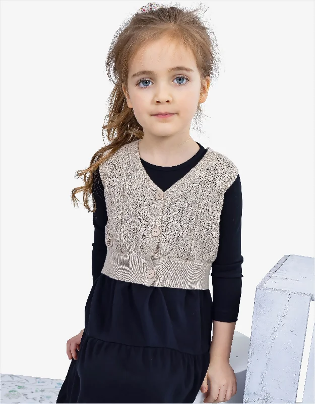 Luxury men's silk robes for a spa - like experienceLacey Knit Button Vest for Kids Taupe