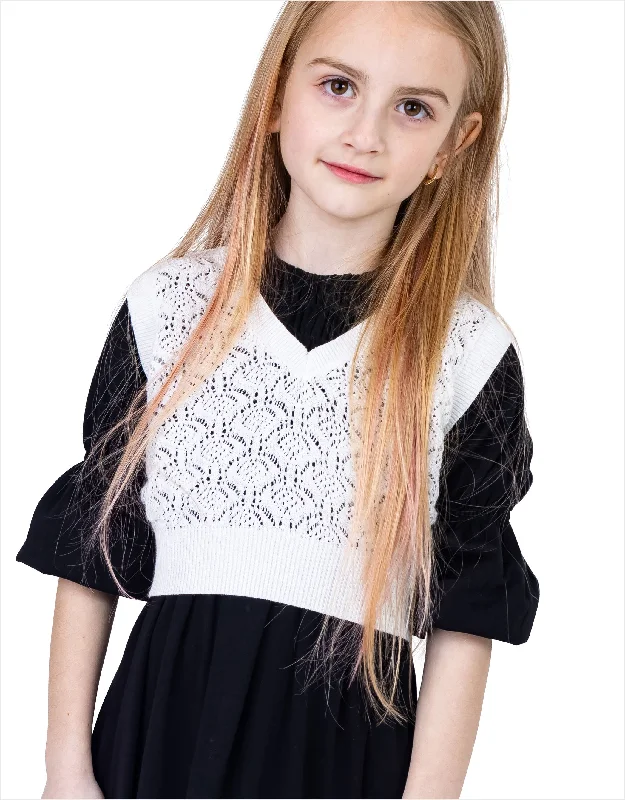 Monogrammed men's robes as a personalized giftLacy Shell Pattern Knit Vneck Vest for Kids White