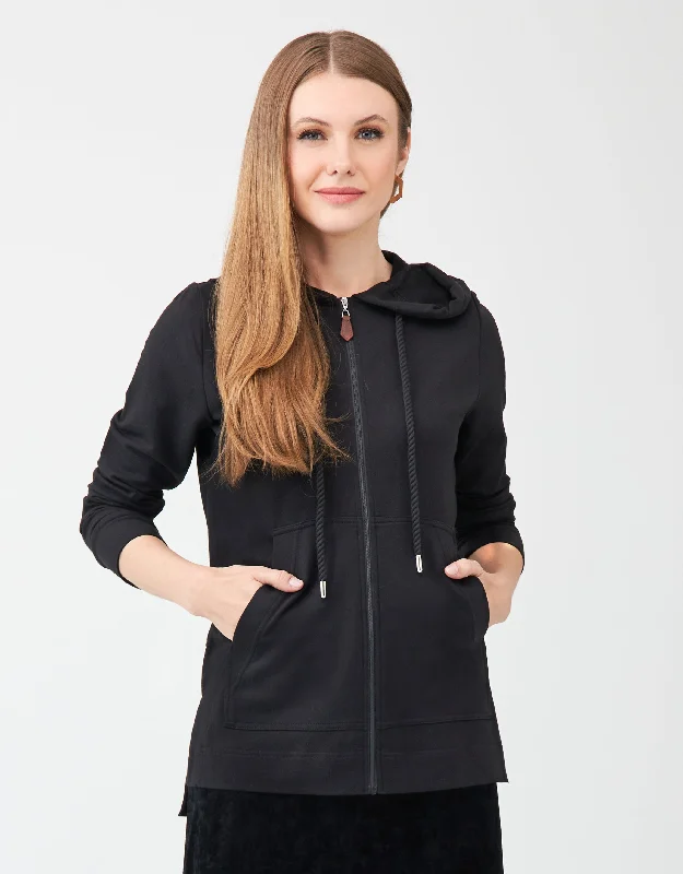 Loungewear - style men's robes for casual daysLight French Terry Zippered Hoodie with Rope Twist