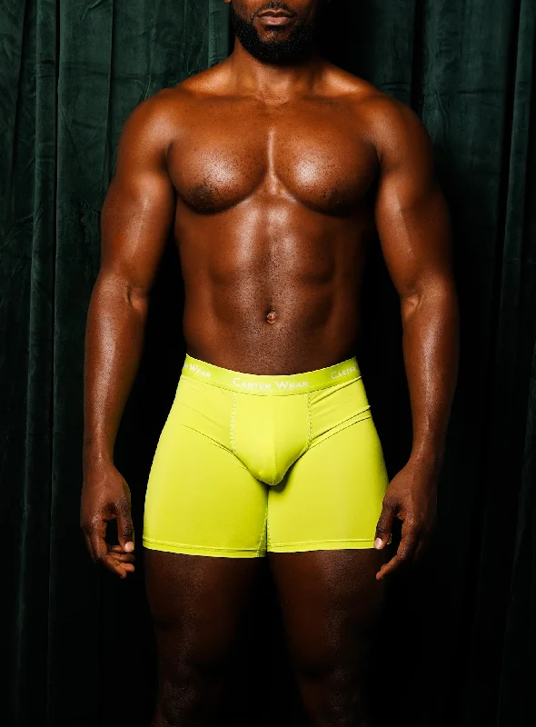 Men's boxer briefs with a soft elastic leg bandLime Microfiber Boxer Brief