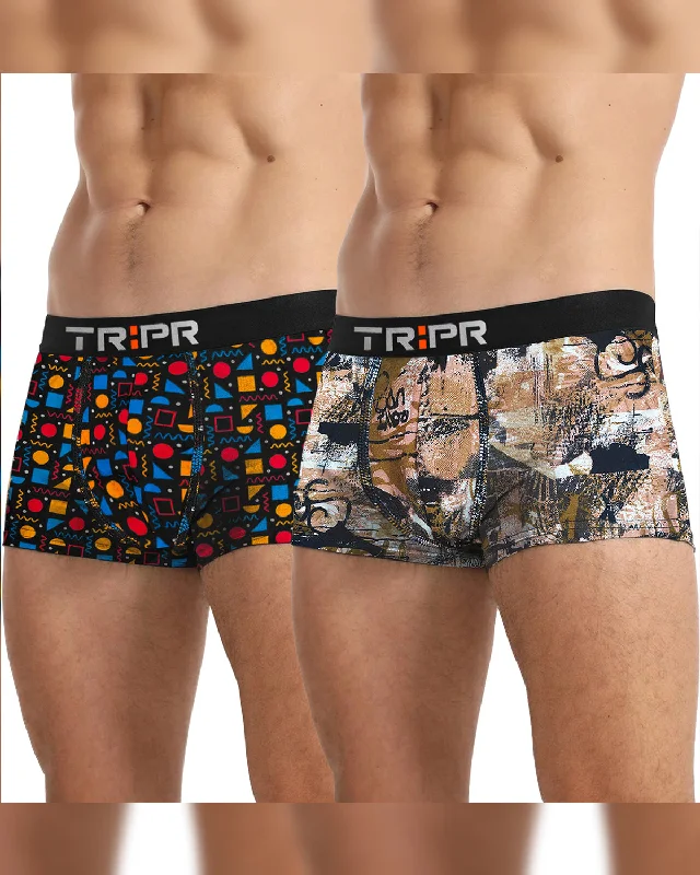 Stretch - lycra men's trunks for flexibility(Pack Of 2) Mens Printed Trunks / Multicolor