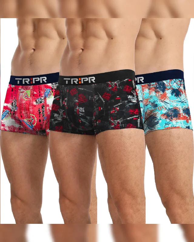 Athletic - grade men's trunks for sports(Pack Of 3) Mens Multicolor Printed Trunks
