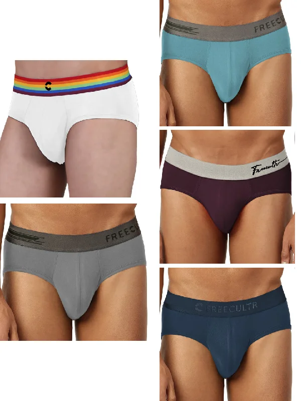Cotton - blend men's briefs for added stretchAnti-Bacterial Micro Modal Briefs With Pride (Pack of 5)