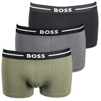 Mesh - back men's trunks for ventilationBOSS Men's Bold 3 Pack Trunks - Black/Khaki/Grey