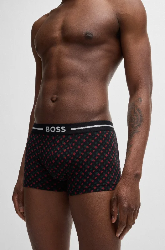 Stretch - lycra men's trunks for flexibilityBOSS Men's Bold 3 Pack Trunks - Black/Red Mix
