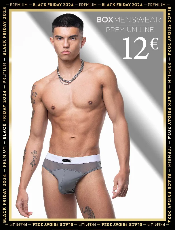 Silky men's briefs for a luxurious feelMens Curved Mesh Briefs - Grey