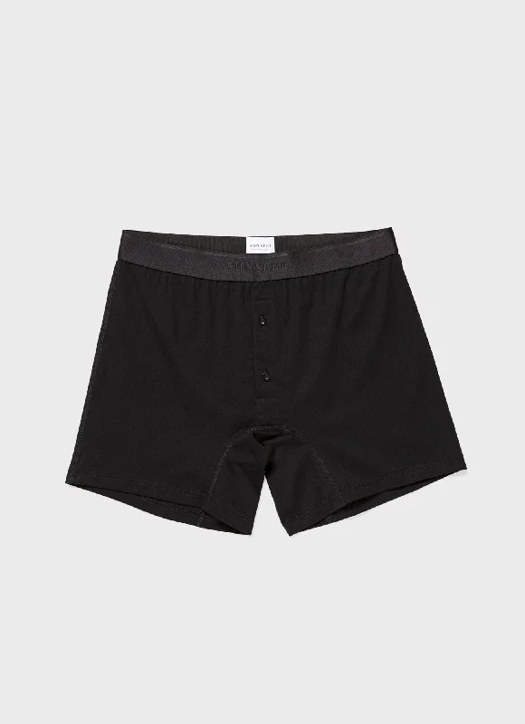 Mesh - paneled men's boxer briefs for ventilationMen's Superfine Cotton Two-Button Boxer Briefs in Black