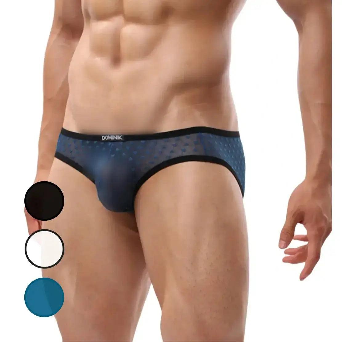 Men's briefs with a quick - dry featureDominik Men's Ultra-Low Rise Sexy Mesh Trunks Heart Patterns Underwear