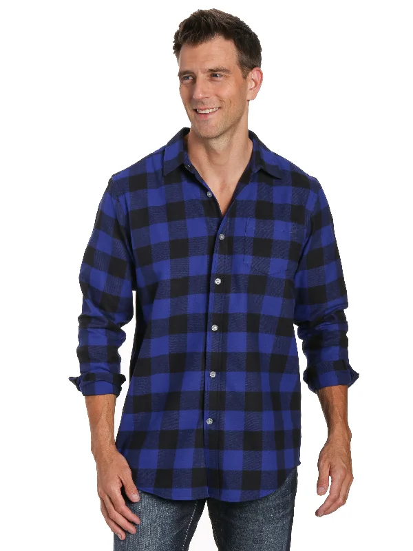 Jacquard - patterned men's robes for a stylish appearanceMens 100% Cotton Flannel Shirt - Regular Fit - Gingham Checks - Blue-Black Jacquard - patterned men's robes for a stylish appearanceMens 100% Cotton Flannel Shirt - Regular Fit - Gingham Checks - Blue-Black