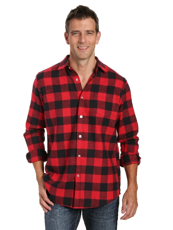 Men's robes made from sustainable materialsMens 100% Cotton Flannel Shirt - Regular Fit - Gingham Checks - Black-Red Men's robes made from sustainable materialsMens 100% Cotton Flannel Shirt - Regular Fit - Gingham Checks - Black-Red