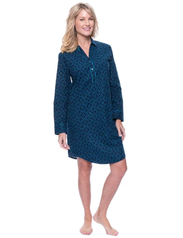 Monogrammed men's robes as a personalized giftNoble Mount Womens Premium 100% Cotton Flannel Long Sleeve Sleep Shirt - Moroccan Navy/Teal Monogrammed men's robes as a personalized giftNoble Mount Womens Premium 100% Cotton Flannel Long Sleeve Sleep Shirt - Moroccan Navy/Teal