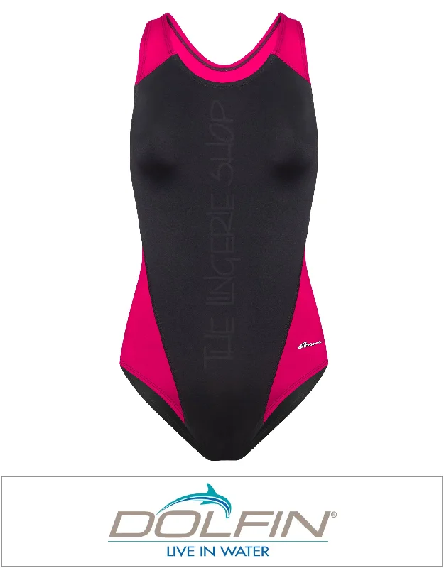 Cotton men's robes with a classic shawl collarOcean Racing by Dolfin Color Block Performance Back Bathing Suit Pink