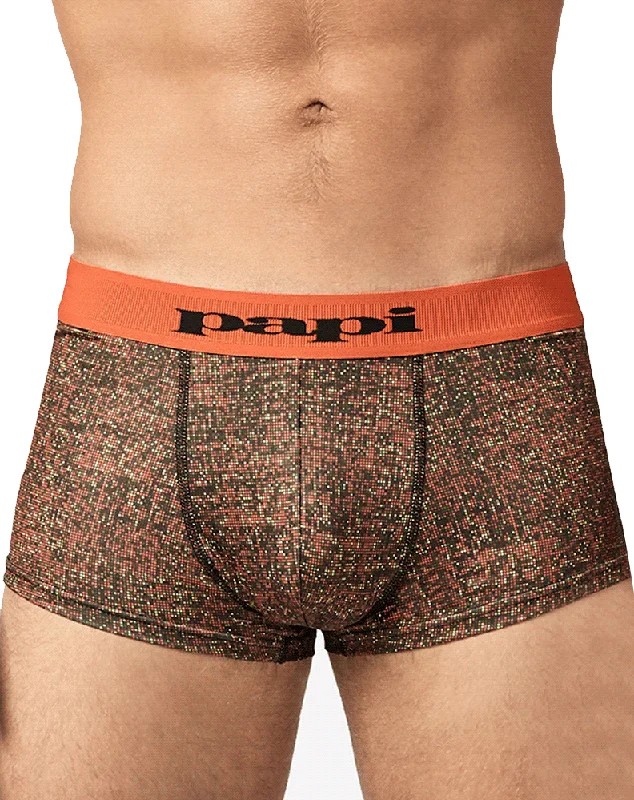 Slim - cut men's trunks for a modern stylePapi Umpa050 Fashion Microflex Brazilian Trunks Orange Pixel Print