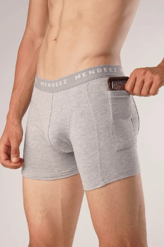 Low - rise men's boxer briefs for a modern silhouettePocket Boxer Briefs – Heather Grey