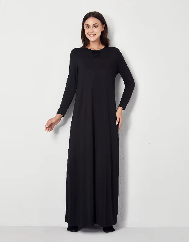 Men's robes made from sustainable materialsPull On Nightgown with Tonal Satin Trim Black