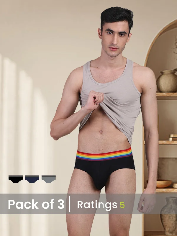 Low - cut men's briefs for a discreet appearancePride Edition - Men's Anti-Bacterial Micro Modal Brief (Pack of 3)