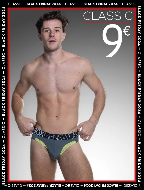 Designer - label men's briefs for high - end fashionPrince Fit Briefs - Grey & Neon