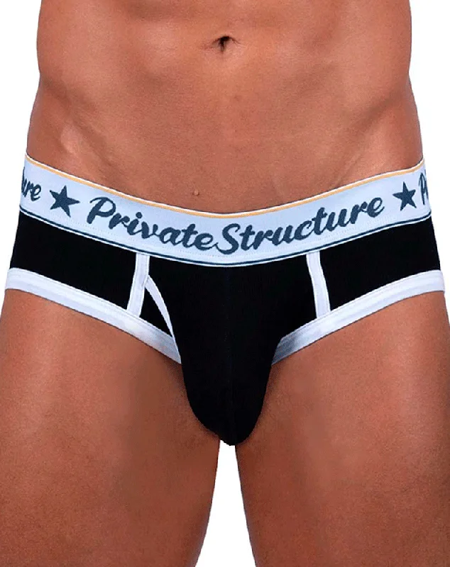 Full - back men's briefs for maximum coveragePrivate Structure Scus4529 Classic Mid Waist Mini Briefs Black