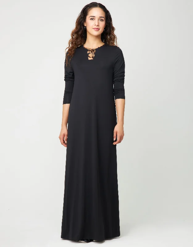 Loungewear - style men's robes for casual daysPull On Nightgown With Animal Print Satin Trim Black