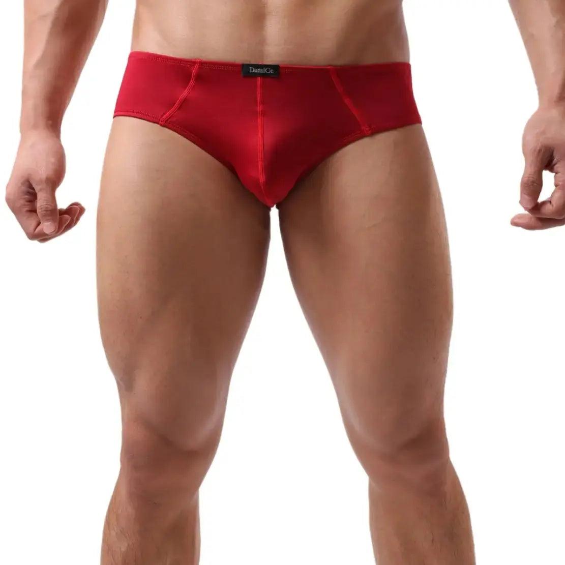 Performance men's briefs for athletesDomiGe Men's Red Low-Rise Briefs Undergarment for Male