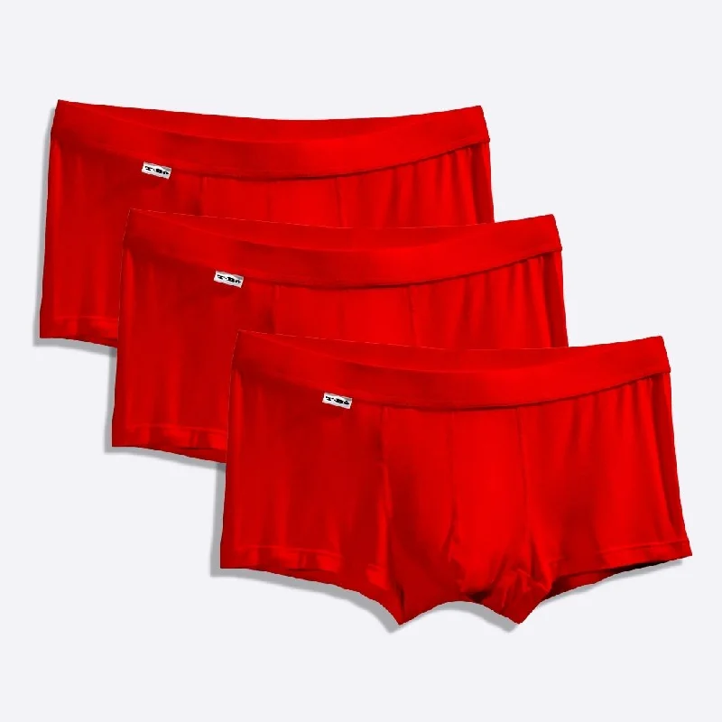 Mesh - back men's trunks for ventilationThe TBô Molten Lava Red Trunk 3-Pack