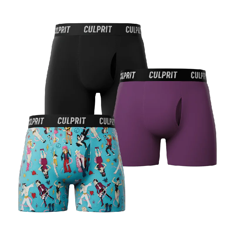 Men's boxer briefs with a soft elastic leg bandBoxer Brief w/ fly N°4 Bundle 3-Pack