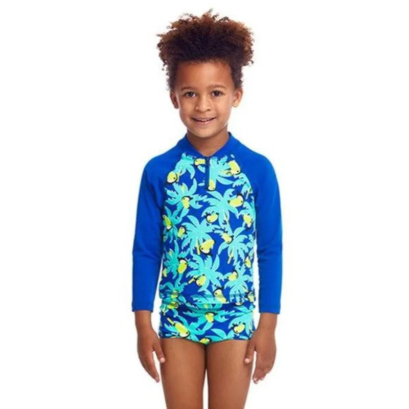 Men's trunks with a quick - dry fabricFunky Trunks Toddler Boys Zippy Rash Vest | Bird Brain