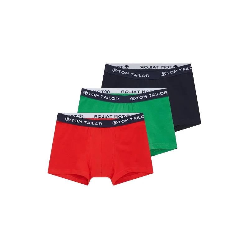 Mid - rise men's trunks for a balanced coverageTom Tailor Hip Trunks 3 Pack - Red / Navy / Green