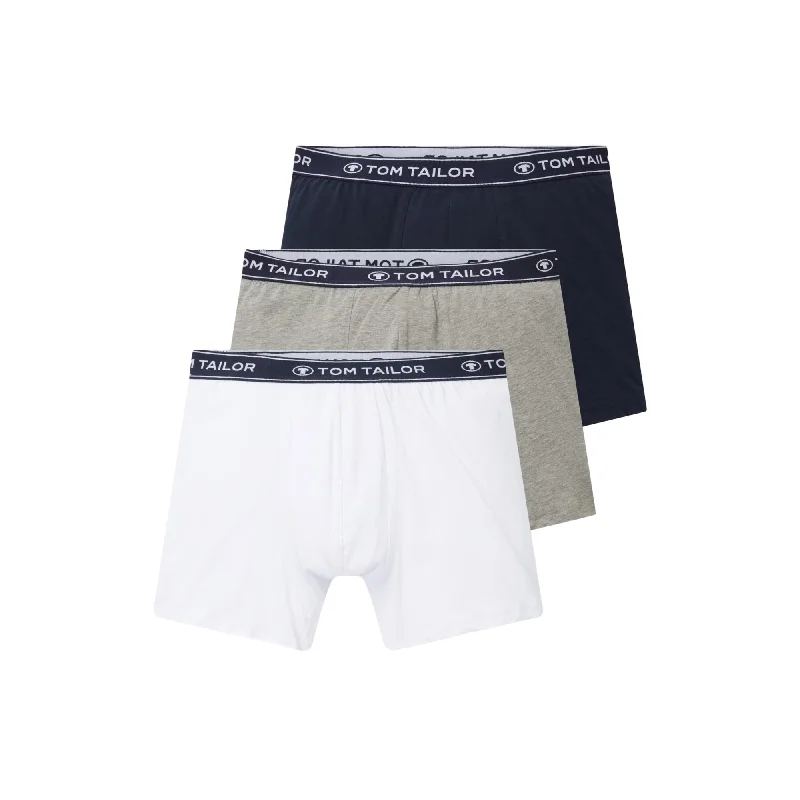 Men's trunks with a reinforced crotch areaTom Tailor Long Trunks 3 Pack - Navy / Grey / White