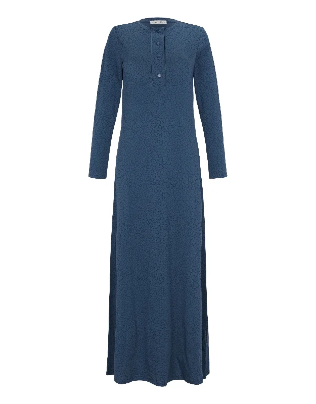 Men's robes with multiple pockets for convenienceTonal Print Button Nightgown French Blue
