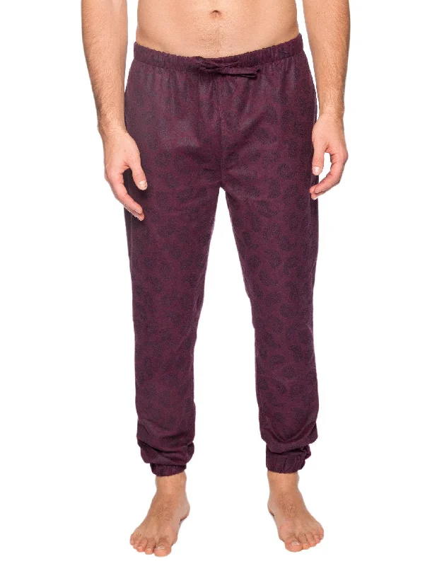Men's robes with a satin trim for added sophisticationMen's 100% Cotton Flannel Jogger Lounge Pant - Paisley Fig/Black Men's robes with a satin trim for added sophisticationMen's 100% Cotton Flannel Jogger Lounge Pant - Paisley Fig/Black