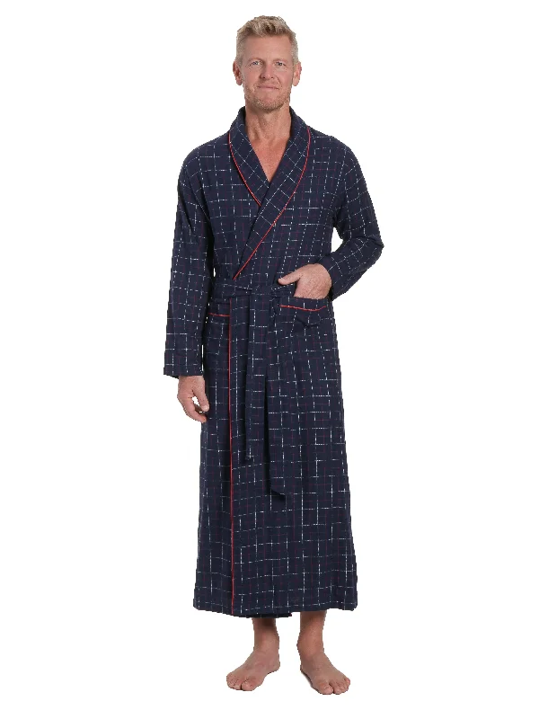 Lightweight men's robes for summer loungingMen's 100% Cotton Flannel Long Robe - Plaid Navy-Multi Lightweight men's robes for summer loungingMen's 100% Cotton Flannel Long Robe - Plaid Navy-Multi