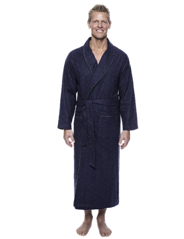 Men's robes made from sustainable materialsMen's 100% Cotton Flannel Long Robe - Double Diamond Navy/Green Men's robes made from sustainable materialsMen's 100% Cotton Flannel Long Robe - Double Diamond Navy/Green