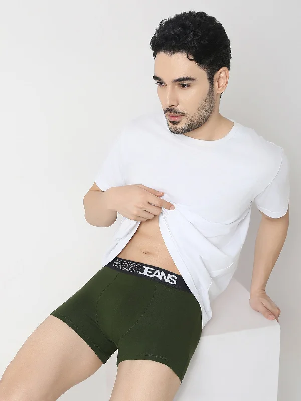 Moisture - wicking men's trunks for active useUnderjeans by Spykar Men Navy & Olive Trunk