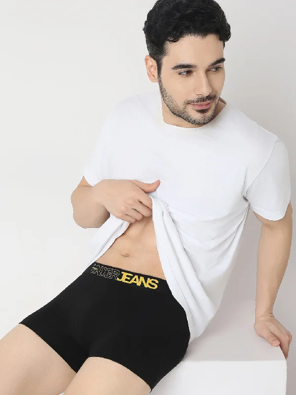 Stretch - lycra men's trunks for flexibilityUnderjeans by Spykar Men Olive & Black Trunk