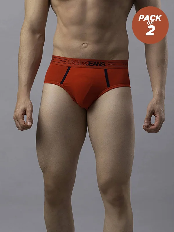 Antimicrobial men's briefs for hygieneMen Premium Cotton Blend Red Brief - (Pack Of 2)- Underjeans By Spykar