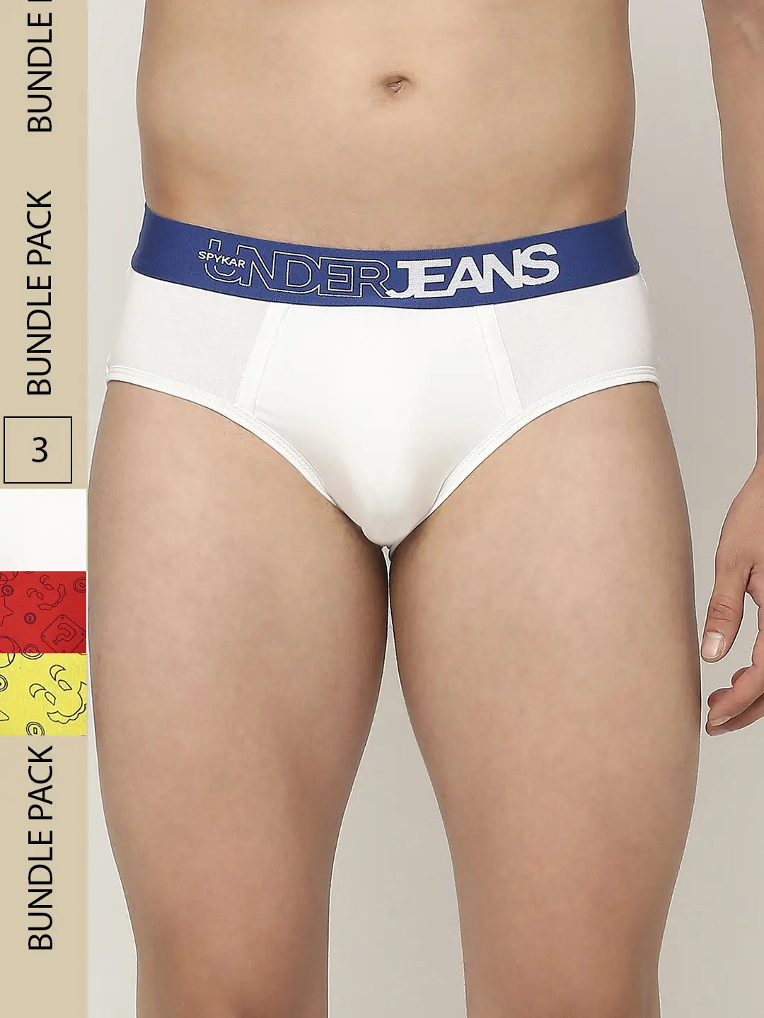 Bright - colored men's briefs for a bold statementMen Premium Assorted Cotton Blend Printed Brief - Pack Of 3- Underjeans By Spykar