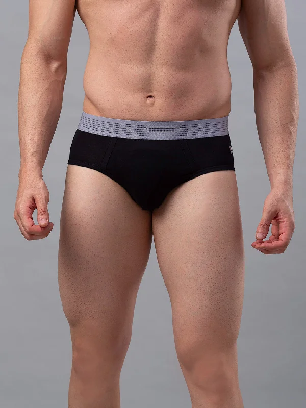 Performance men's briefs for athletesMen Premium Black-Grey Cotton Blend Brief- Underjeans By Spykar