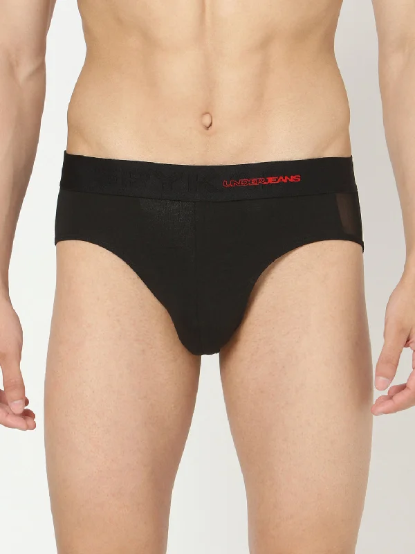 Performance men's briefs for athletesUnderjeans By Spykar Men Premium Cotton Blend Black Brief