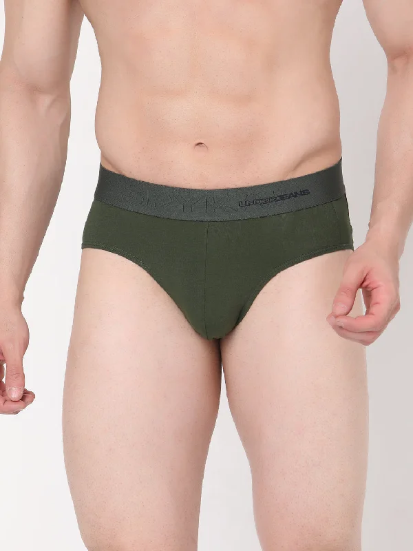 Bright - colored men's briefs for a bold statementUnderjeans By Spykar Men Premium Cotton Blend Olive Brief
