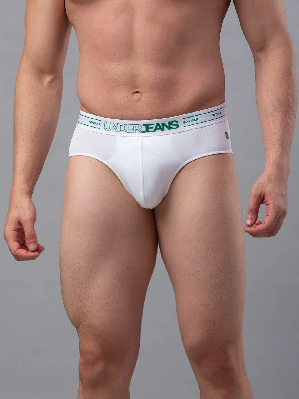 Antimicrobial men's briefs for hygieneUnderjeans By Spykar Men Premium Cotton Blend White Brief